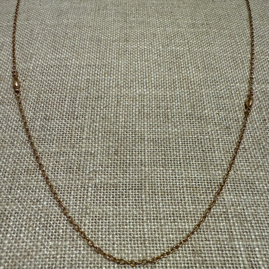 9CT ROSE GOLD FANCY CABLE AND BEAD LINK NECKLACE