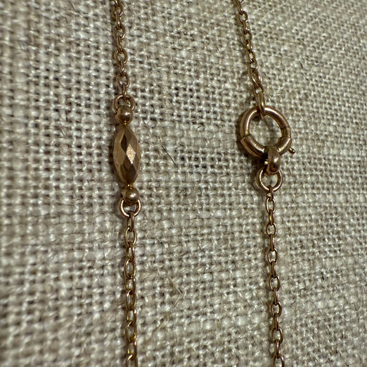9CT ROSE GOLD FANCY CABLE AND BEAD LINK NECKLACE