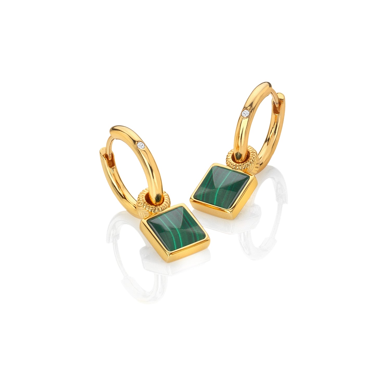 HD X JJ REVIVE MALACHITE SQUARE EARRINGS