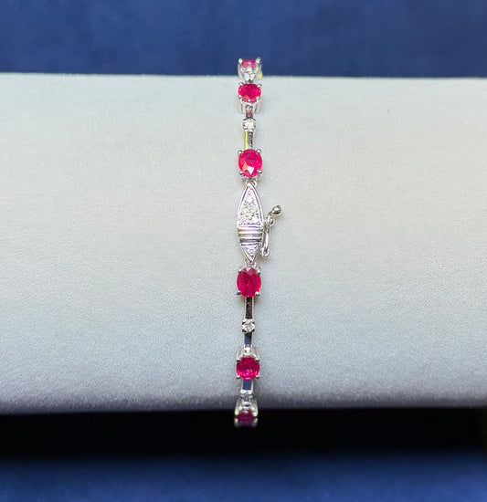 9CT RUBY AND DIAMOND BRACELET