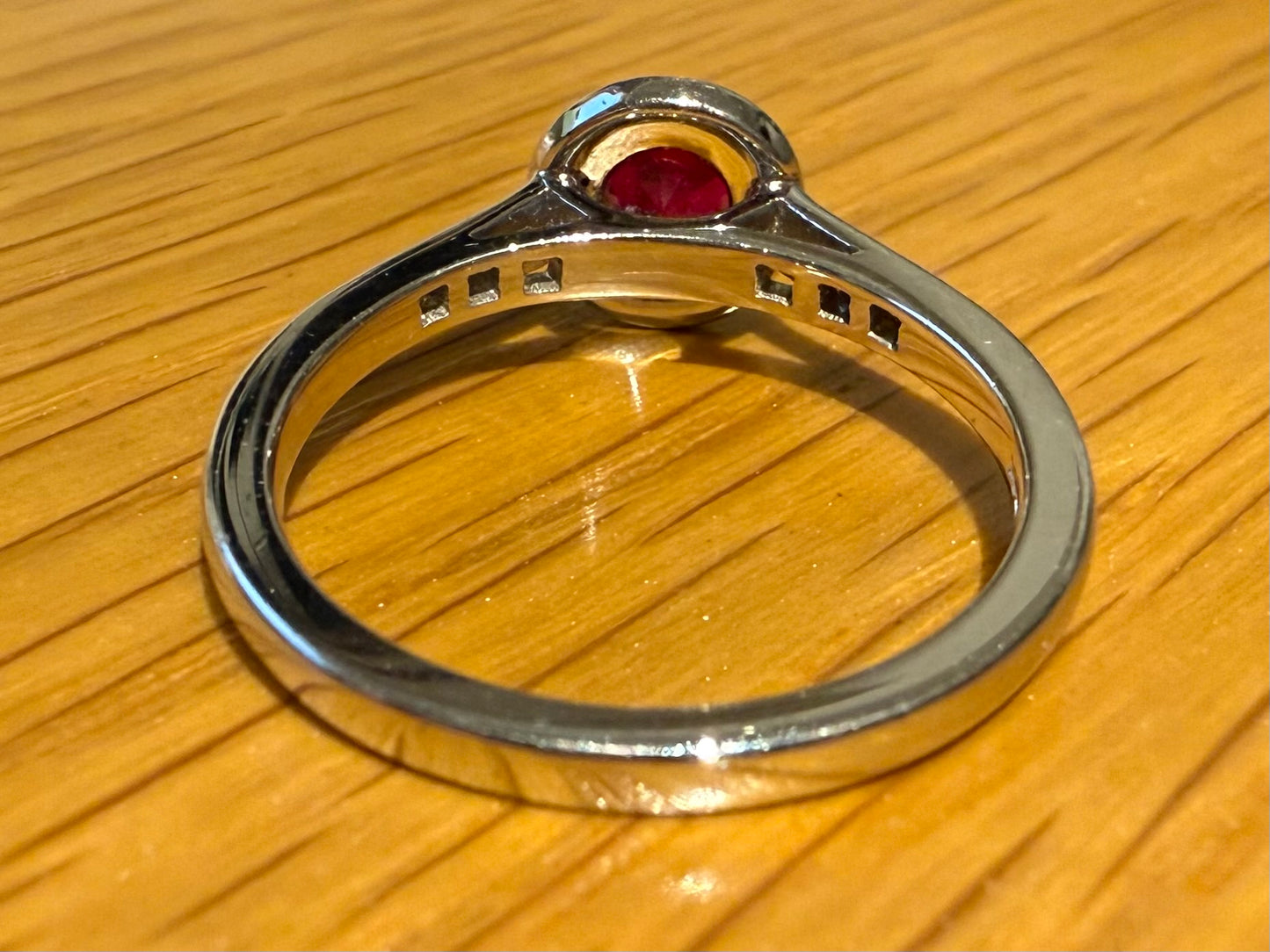 PLATINUM  RUBY AND DIAMOND CLUSTER RING