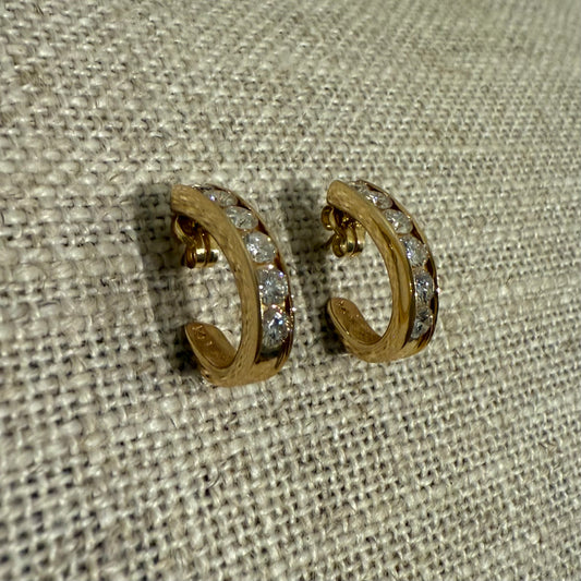18CT YELLOW GOLD DIAMOND EARRINGS
